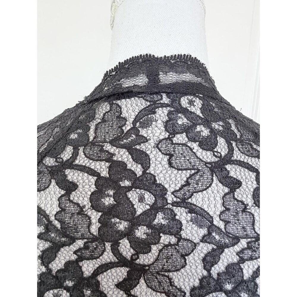 Laundry By Shelli Segal Black Lace Bell Sleeve Mini Dress Size 6 NWT - Picture 9 of 9